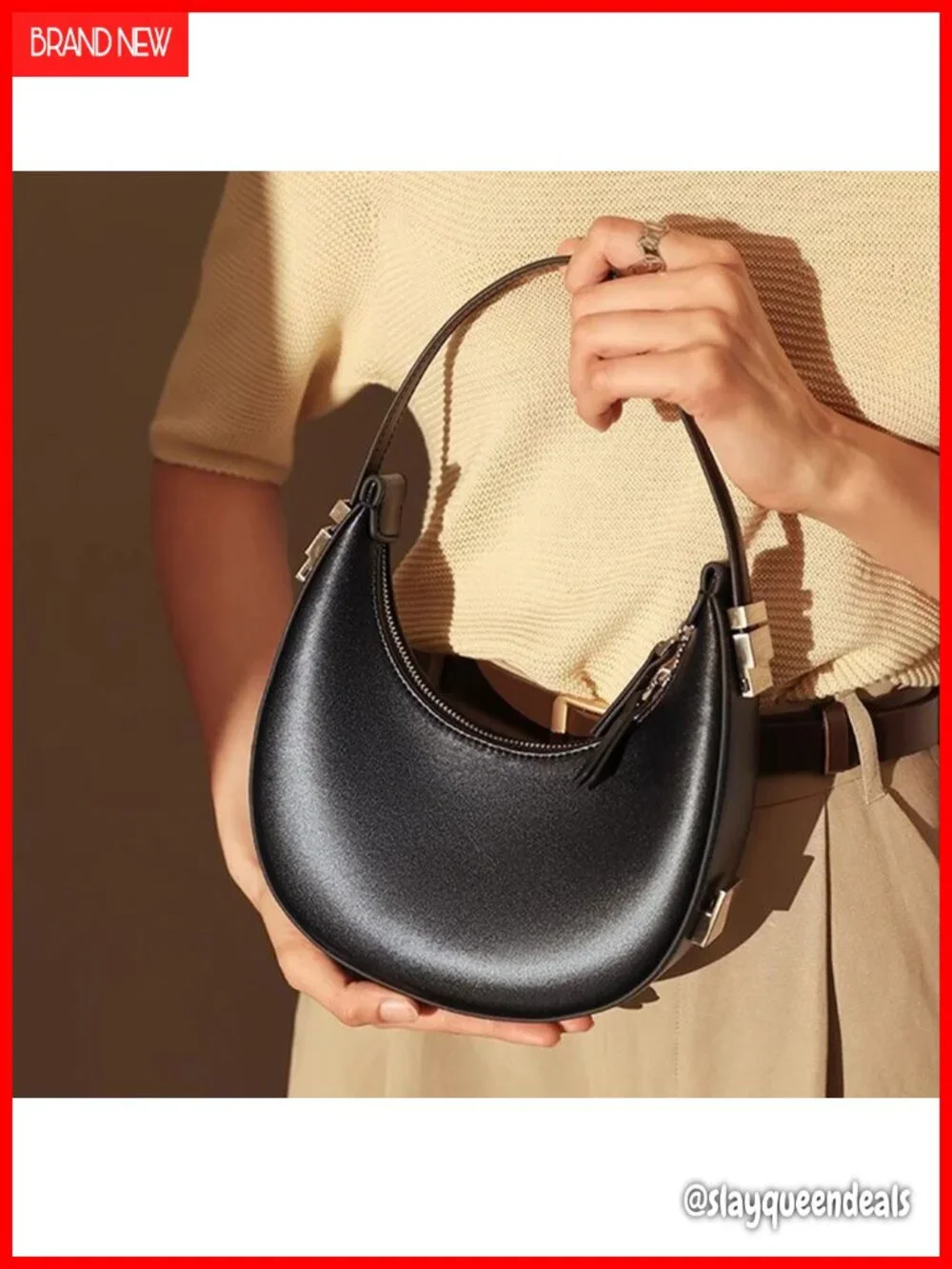 Small PU Leather Hobo Handbag - Adjustable Shoulder Bag Clutch Crossbody